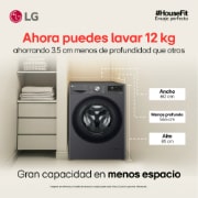 Lavadora LG wd12mvc5s6, dimensiones en el espacio